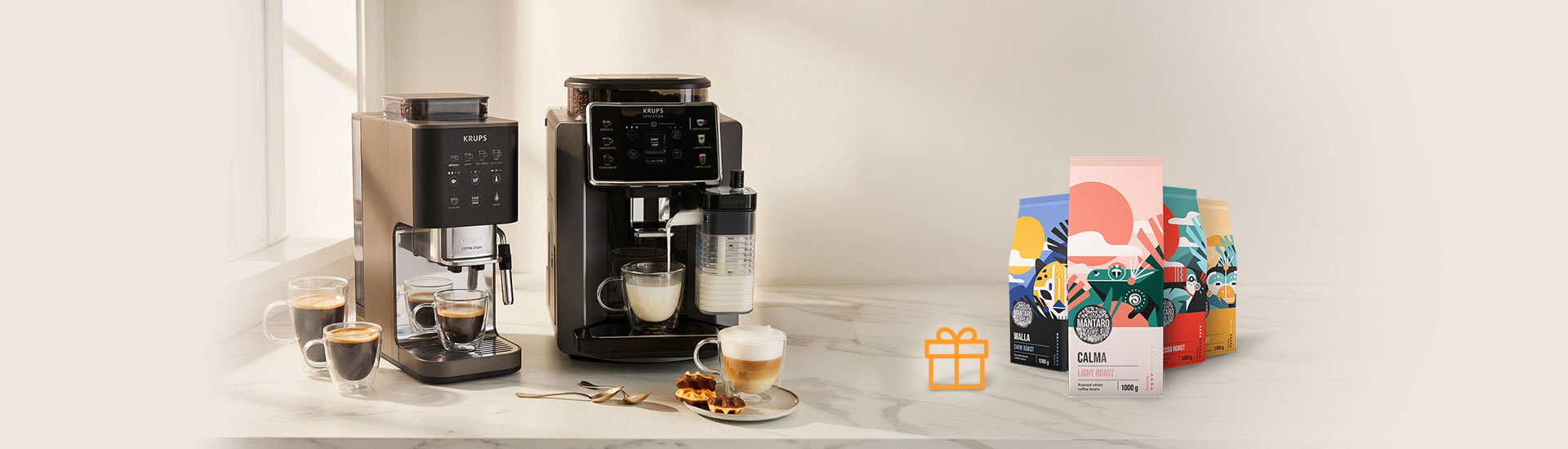 Vásároljon Krups Coffee Crush vagy Krups Sensation Milk kávéfőzőt az Euronicsban, és Mantaro szemes kávét adunk ráadásként